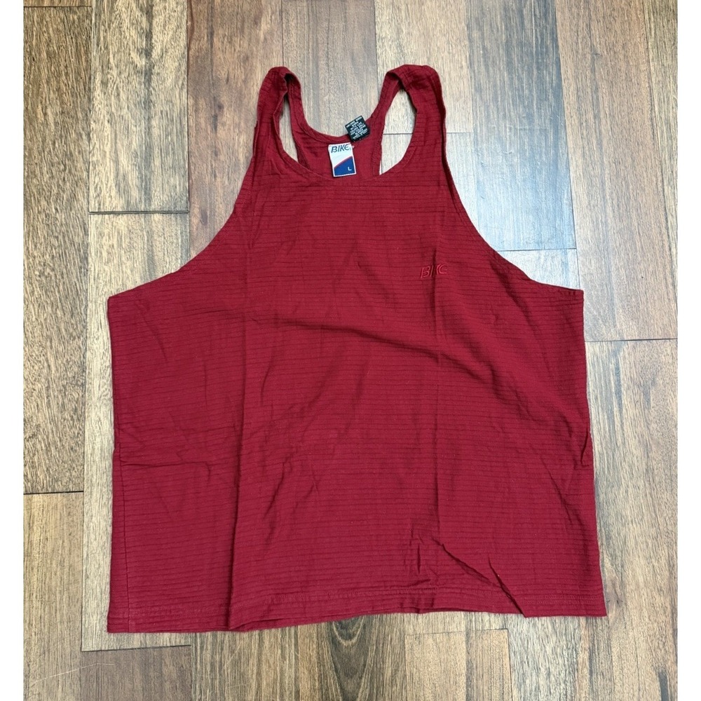 Vintage Bike Athletic Burgundy Blank Tank Top Sz Large Made In USA 90s